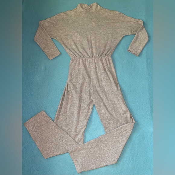 DREAMS pleated wrap style pull on jumpsuit heather gray dolman sleeves size S - Picture 9 of 12